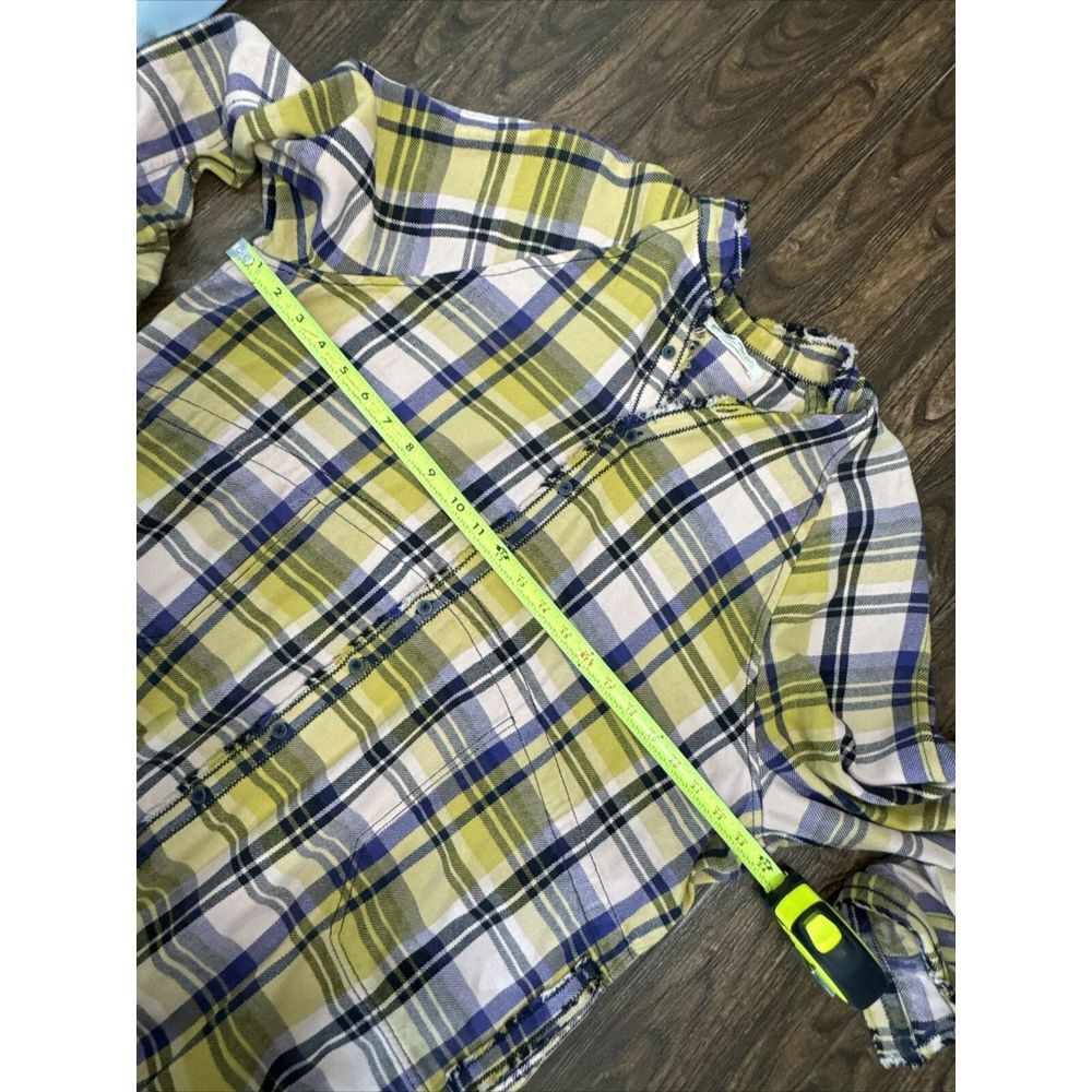 WE THE FREE PEOPLE SUMMER DAYDREAM YELLOW PLAID OVERSIZE BUTTON UP TUNIC SHIRT S - Picture 12 of 16